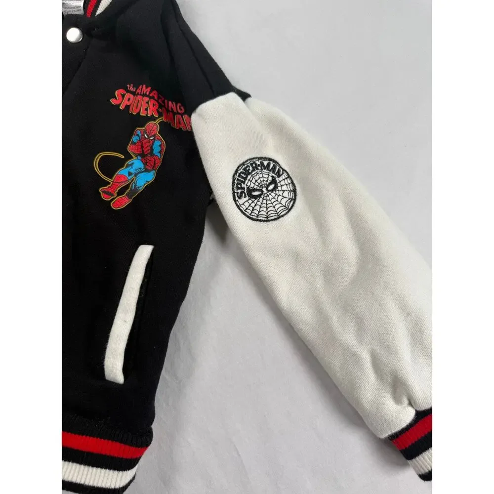 Marvel Spiderman Toddler 4T Bomber Jacket Varsity Jacket Boys Black Spider Man